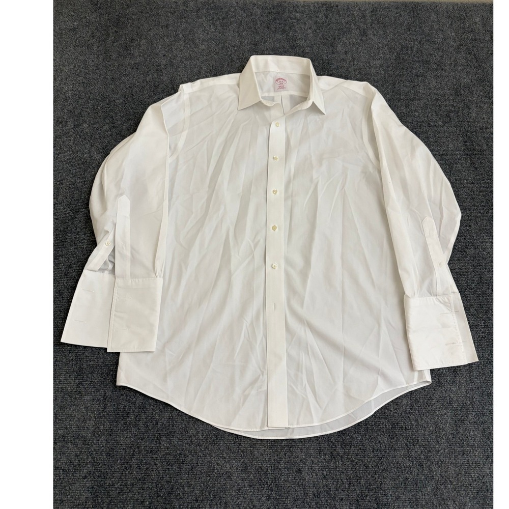 Brooks Brothers 346 Mens Regular Fit White Non-Iron French Cuff Shirt 16-32